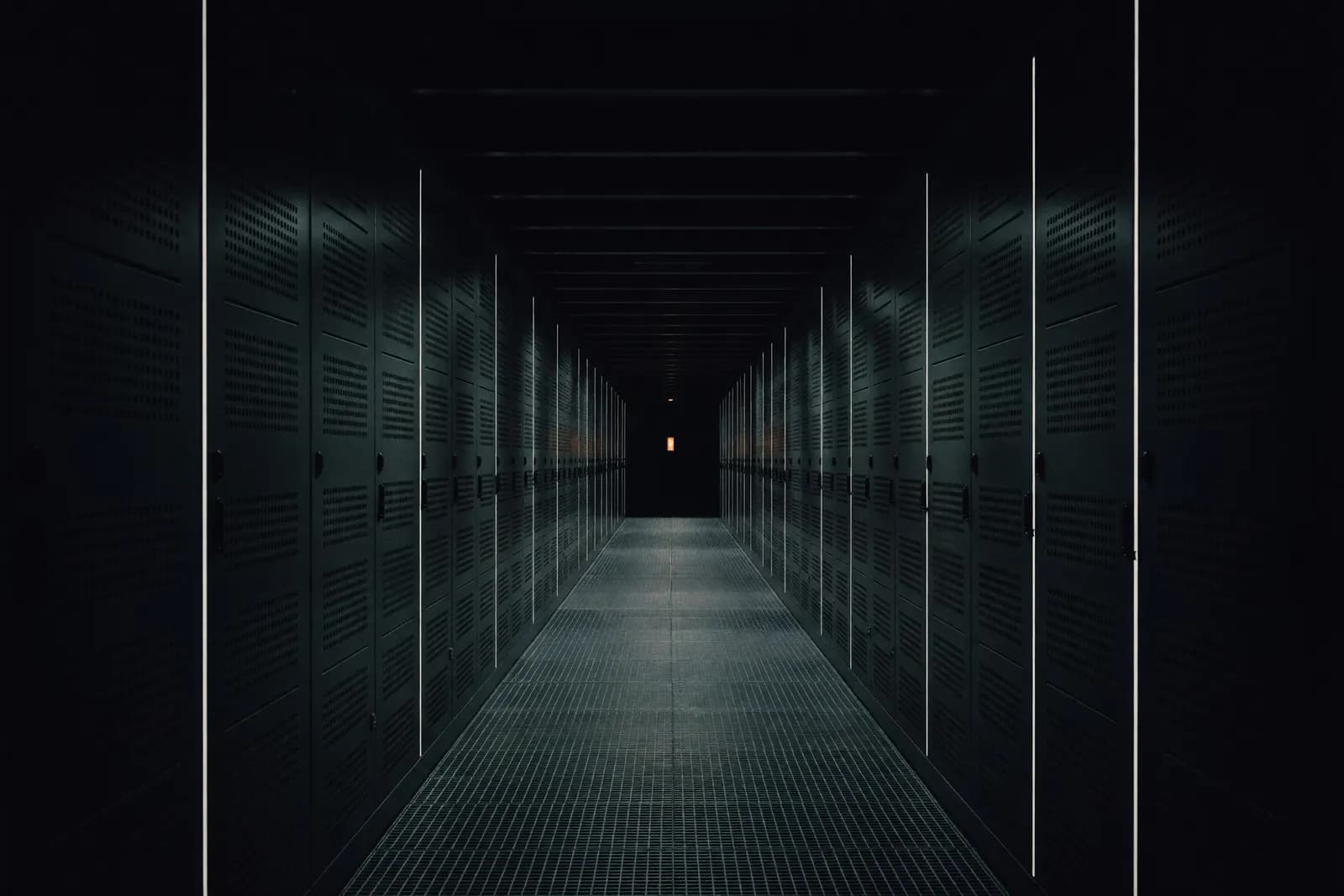 An enclosed aisle between data centre racks